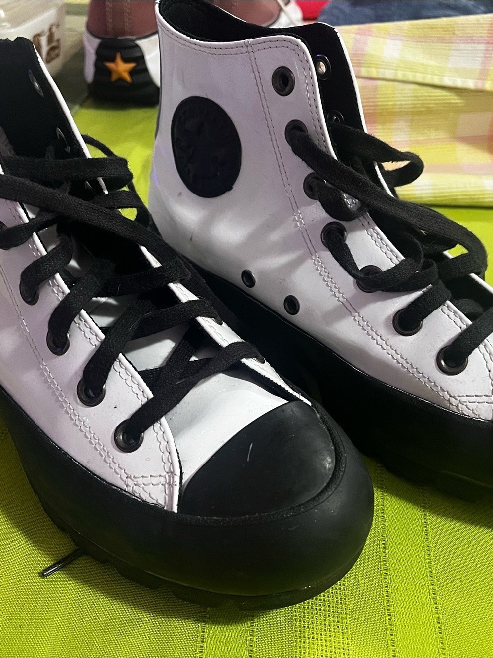 Converse Black and White High Top Sneakers, lug sole - Picture 2 of 4